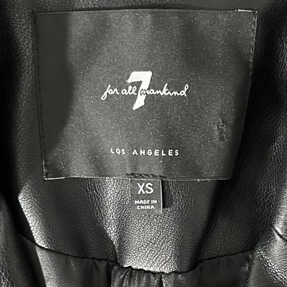 7 FOR ALL MANKIND® Womens XS Black Vegan Leather Blazer Jacket w/ Gold Buttons - Picture 8 of 9